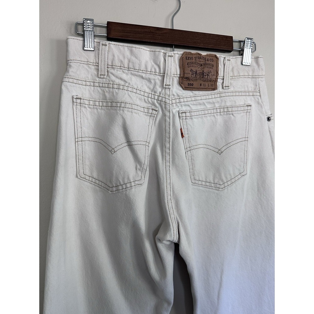 Vintage '92 Levi's 550 Jeans 30x32 (28x31) Cream 90s Made in USA Orange Tab - Picture 9 of 16